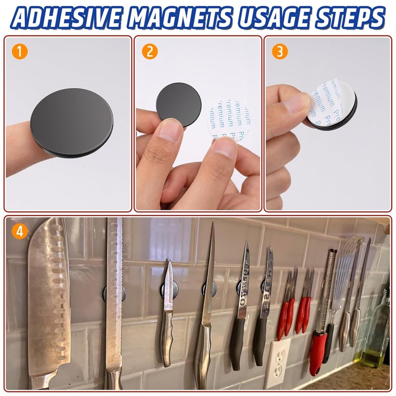 Junarter 24 Pack Neodymium Disc Magnets, 30x3mm Rare Earth Magnets, Black Magnetic Discs with Adhesive Backing, Large Adhesive Magnet for Fridge, Office, Scientific, Building, Craft - Image 5